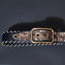 Dolce & Gabbana Leather Belt Black Mens Studded Snakeskin Snake Small S D&G