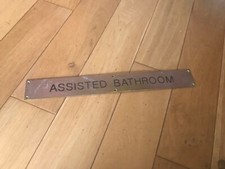 Assisted Bathroom BRASS Door Sign - Door Plaque - ENGRAVING - Cage2
