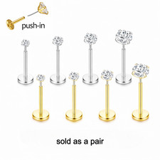 2Pc 20g Labret Piercing CZ Gem
