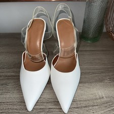 Asos Design White Leather/ Clear High Heel Shoe UK 7 Brand New