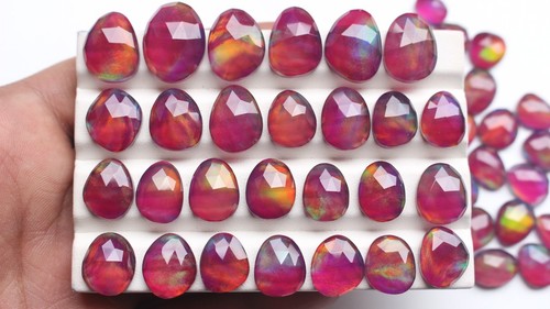 Aurora red fire opal doublet - opal,