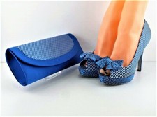 Blue Polka Dot shoes and matching bag 4.5'' heel 1.25'' platform