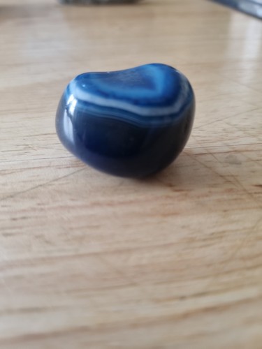 Blue agate tumbled pocket - blue,