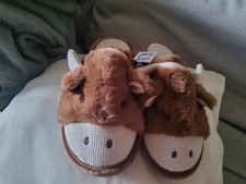 Next Brown Hamish The Highland Cow Mule Slippers Size 3-4 (EU 35.5-37) Adults
