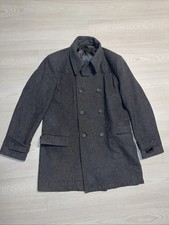 Odermark Coat Men's Large Grey Melton Wool Blend Lined Double Breasted P2P 22"