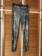 H&M Gold Bronze Sequinned Leopard Print Leggings Size UK 10 EU 36
