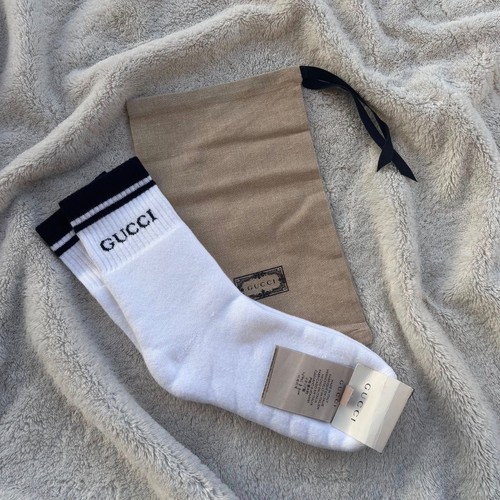 Gucci white black logo ankle - black,