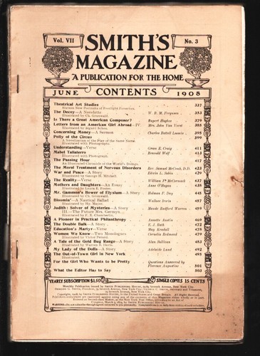 Smith 1908 war and - smith's, peace"