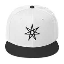 Black Elven Star Witchcraft Symbol Embroidered Flat Bill Cap Snapback Hat