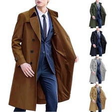 Men Long Trench Coat Double