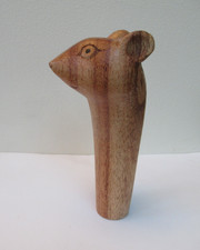 WOODEN CARVED MOUSE HEAD  STICK Handle  for Walking stickmaking