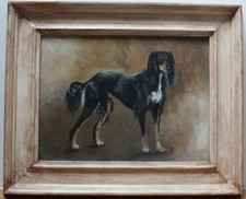Saluki Hound - Dog Portrait Painting on board by Stephanie Morris