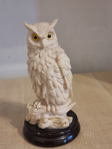 Vintage faux ivory resin owl - faux,