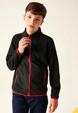 Boys Regatta Fleece Jacket Lightweight Black Red Trim Full Zip Front Zip Pockets