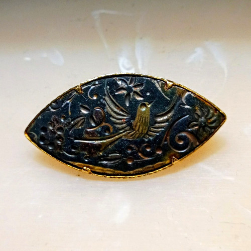 Damascene bird floral metal - bird,