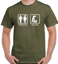 Hunting T-Shirt HUNTER Problem Solved Mens Funny Hunt Clay Pigeon Shooting