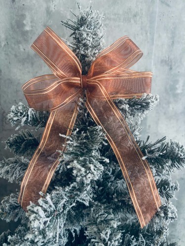 Light copper christmas bow - christmas,