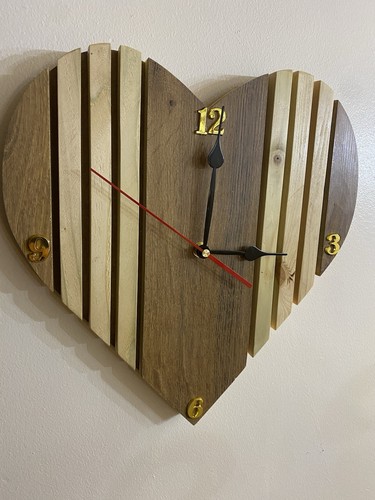 Heart shaped wooden wall clock - shaped,