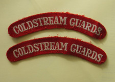 Original Pair British Army WW2 Coldstream Guards Cloth Shoulder Titles