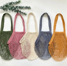 5 Organic Cotton Mesh Net Reusable Grocery String Shopping Carrier Bag UK STOCK