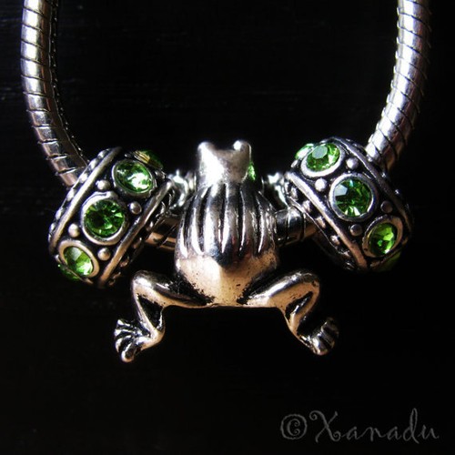 3pcs frog charm - frog, crystal