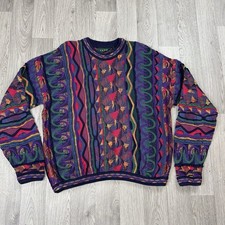 Vintage Tundra Canada Cosby Coogi Style 3D Knit Sweater Jumper Multicolour L