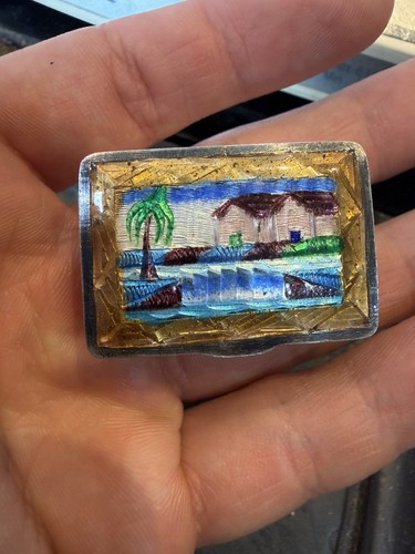 Enamel hinged sterling silver - enamel,