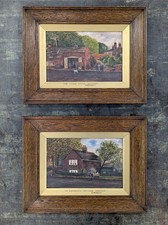 Antique Oil Paintings G Thompson Folk Art C1900 Seacroft Blacksmith