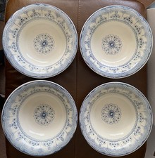 Serving Dishes x4 Round Blue and Cream, No Makers Marks. Photos Of Actual Items.