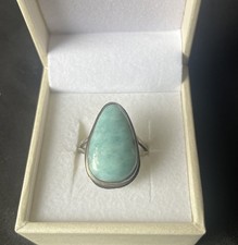 Lovely Caribbean Larimar Gemstone 925 Sterling Silver Handmade Size P