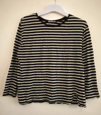 ZARA Ladies Top Size L Black White Stripes Long Sleeve Tee Top Jumper ZARA