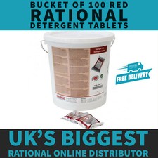 Red Rational Cleaning Detergent Combi Oven Care Tablets Bucket of 100 Tablets