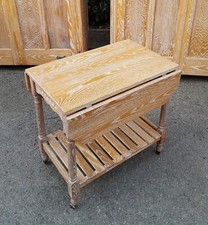 LIMED OAK 2 TIER DROP LEAF TROLLEY TABLE