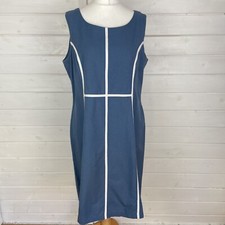 ALICE COLLINS Dress Size UK 16 Blue Linen Blend Shift Wedding Sleeveless Summer