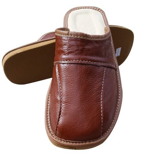 Men leather slippers slip on - leather,
