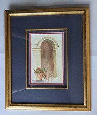 Flowers By A Stone Arch Framed Watercolour Painting