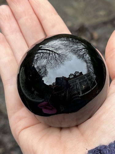 Black obsidian crystal - obsidian, ball