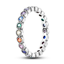 MULA European Rainbow Finger Ring Pave AAA CZ For Women Jewelry 925 Silver