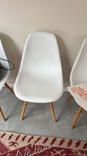 Six (6) Eiffel Eames Style White Dining Chairs Mid Century Modern