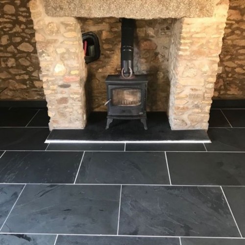 Brazilian black slate hearth - brazilian,