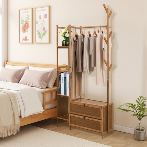 Wooden hanging clothes - hanging, rail