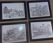 4x Framed Vintage Prints Of