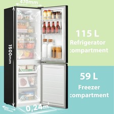 COMFEE 174L Freestanding Fridge Freezer Low Frost Low Noise Adjustable thermosta