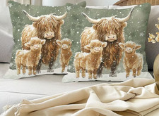 x 2 Highland Cow Calf Cushion
