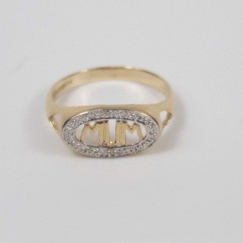 9ct gold mum ring with - 9ct,