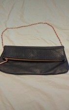 Primark Black Clutch Bag With Rose Gold Chain