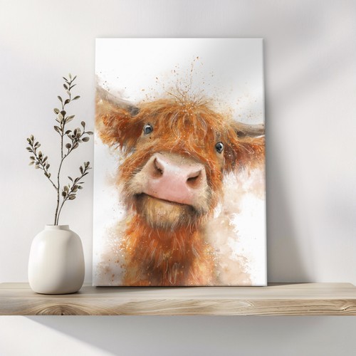 Funny highland cow - cow, canvas
