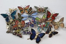 Insect Themed Brooches Butterflies Enamel Dragonfly Abalone Vintage