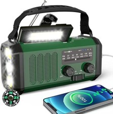 10000mAh Wind Up Solar Radio Hand Crank Emergency FM/AM USB Charger Led Torch