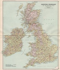 BRITISH ISLES. Principal Highroads/Highways. Main/A-Roads. BARTHOLOMEW 1904 map